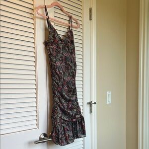 Dress Forum Black and Pink Floral Midi Dress